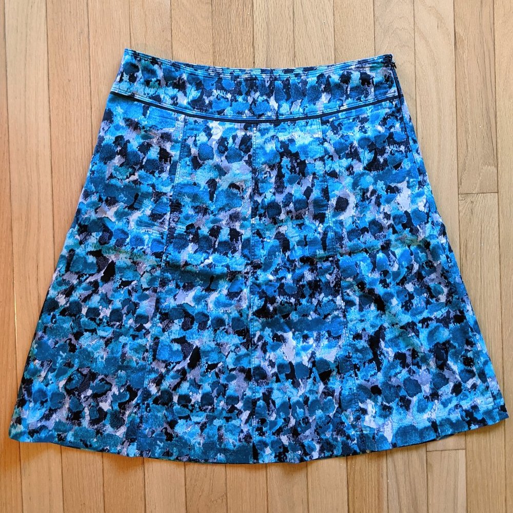 Ann Taylor A-line Skirt Watercolor Blues